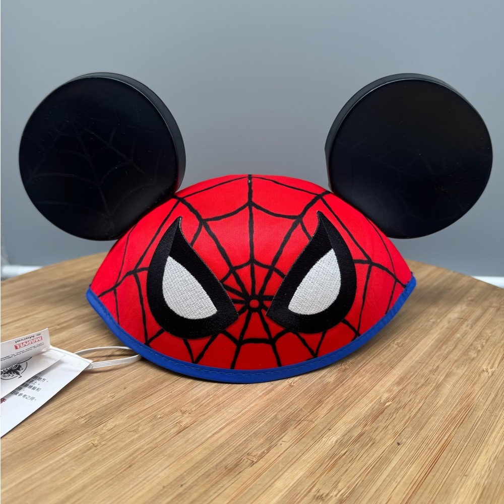 Disney Parks Spider Man Mickey Ears Marvel Hat Cap Holo Eyes Chin Strap One Size